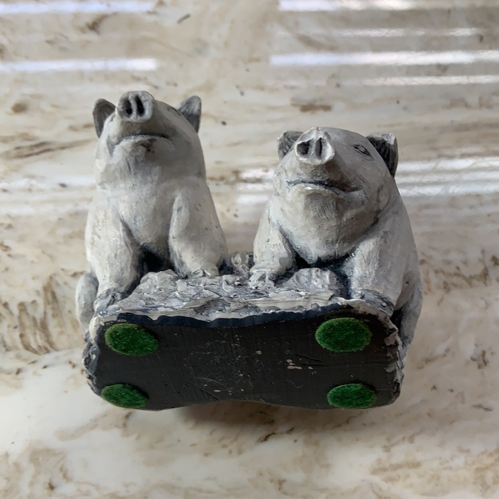 Two Little Piggies Decor Possibly Plaster Carved